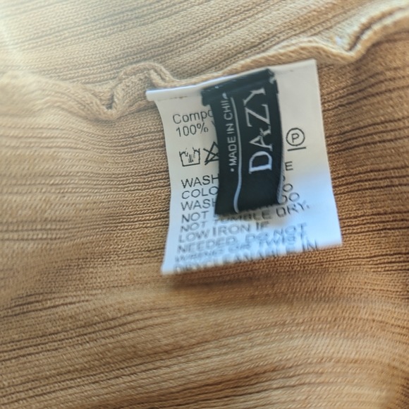 SHEIN DAZY | Mustard Yellow Ribbed Knit Quarter Button Dress - Picture 3 of 6